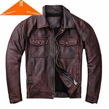 Chaqueta de cuero auténtico para hombre, abrigo ajustado corto de vaca, a la moda, 5xl, 2020, 9927 2024 - compra barato