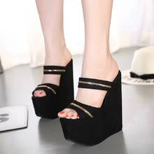 Summer New Fashion Sexy 16CM High Heels Wedges Platform Peap Toe Cut-outs Women Gladiator Slippers Ladies Sandals 0506 2024 - buy cheap
