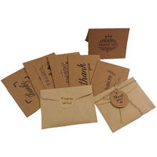 6 conjunto do cartão de aniversário da etiqueta do envelope do cartão do obrigado do vintage de kraft 2024 - compre barato