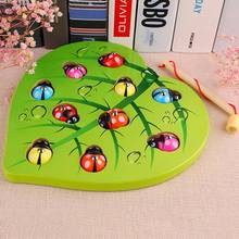 Wooden Fishing Beetle Magnetic Puzzles Color Matching Early Education Kids Toy Kids Educational Toys for Children Gift 2024 - buy cheap