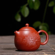 Dahongpao handmade teapot carved painted peony yixing kettle drinkware 2024 - buy cheap