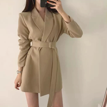 Women 2021 Korean Fashion Elegant Casual Office Blazer Solid Free Sashes Commute Blazer Urbane Lady Work Wear Formal Clothing 2024 - buy cheap