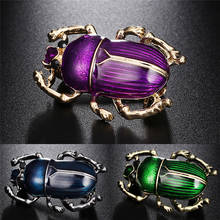 Vivid Beetle  Animal Insects Jewelry Smooth Enamel Polish Broche Hijab Pins Sweater Dress Bijoux Purple Brooches For Women Kids 2024 - buy cheap