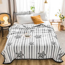 Одеяла в полоску для взрослых, мягкое Фланелевое покрывало для кровати, машины, дивана, звезд, белые, черные одеяла 2024 - купить недорого