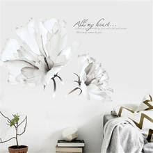 Pegatinas 3D de flores para pared de Blanco Simple, decoración de pared del dormitorio, murales de arte modernos, decoración del hogar 2024 - compra barato