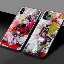 Doma kimetsu não yaiba anime silicone macio caso do telefone de vidro capa escudo para apple iphone se 6s 7 8 plus x xr xs 11 pro max 2024 - compre barato