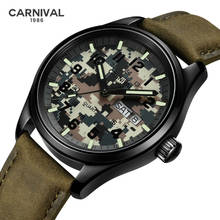 Carnival-Reloj de pulsera militar para hombre, cronógrafo de cuarzo luminoso, resistente al agua, informal, de camuflaje del ejército 2024 - compra barato