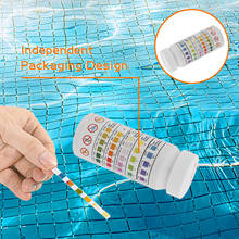 Papel de prueba 5 en 1 para piscina, tira de prueba de valor de PH de cloro Residual, botella de calidad de agua para bañera de hidromasaje, limpieza de piscinas, 50 Uds. 2024 - compra barato