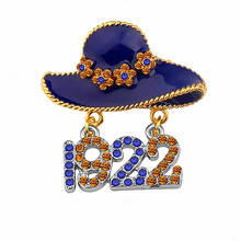 Group Jewelry Custom Fashion Blue Yellow Crystal Greek Letters Hat 1922 Sorority SGRHO Symbol Sigma Gamma Rho Pin Brooch 2024 - buy cheap