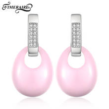 Pendientes de cerámica con gota de agua para mujer, joyería de acero inoxidable saludable, nunca se decolora, regalo de boda, color rosa y blanco 2024 - compra barato