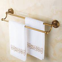 Antique Brass Wall Mounted Ceramic base Double Towel Rail Holder Rack Bathroom Accessories Towel bar, Towel holder Lba093 2024 - buy cheap