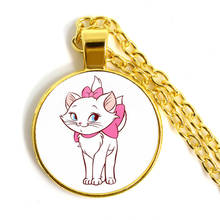 The Aristocats Art Cat Cartoon Picture Golden Plated Necklace 25mm Glass Cabochon Fashion Pendant Jewelry For Women Girls Gift 2024 - buy cheap