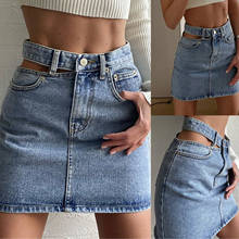 Hollow Out Sexy High-Waisted Skirts Women Slim Harajuku Vintage Denim Skirt Pocket Streetwear Pencil y2k Skirts Mini Saias юбка 2024 - buy cheap