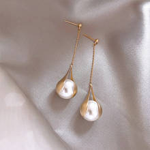 Women's Earrings Korean Round Pearl Drop Earrings Statement Geometric Gold Dangle Pearl Earrings for Women 2021 Trend Jewelry 2024 - buy cheap