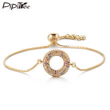 Pipitree Fashion Full Micro Cubic Zirconia Round Circle Bracelet Wedding Bridal Slider Chain Charm Bracelets for Women Jewelry 2024 - buy cheap