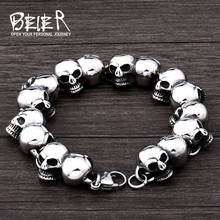 Beier 316L stainless steel New Fashion Skull Men's Bracelet Punk Party High Quality Jewelry LLBC8-002C 2024 - buy cheap