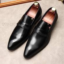 Fashion Mens Black Wine Red Loafers Shoes Men Luxury Italian Genuine Leather Dress Shoes For Men Business Party Wedding Shoes 2024 - купить недорого