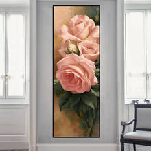 Classical Flowers Oil Painting on Canvas Posters and Prints Wall Art Painting Pink Rose Pictures for Living Room Home Decoration 2024 - buy cheap