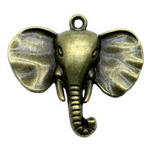 2 piezas, 40x44mm, 2 colores, colgante de cabeza de elefante de bronce antiguo, gran encanto de cabeza de elefante, amuleto de cabeza de elefante 2024 - compra barato