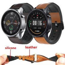 Pulseira de relógio de 22mm, pulseira de silicone para xiaomi watch mi colorida, couro legítimo 2024 - compre barato