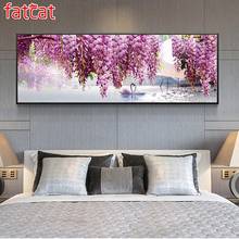 FATCAT large 5D Diy Daimond Painting Pink flower swan Full Square Round Drill Rhinestone Embroidery Animals home decor AE1744 2024 - buy cheap