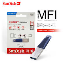 SanDisk USB3.0 USB Flash Drive 256GB OTG Lightning Connector  usb Disk32GB Pen Drive 64GB 128GB   For iPhone X 8/7/7Plus/6/6plus 2024 - buy cheap