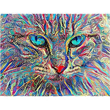 Алмазная 5D картина для рукоделия, вышивка крестиком, полная Алмазная вышивка, абстрактная картина с изображением головы кошки Стразы 2024 - купить недорого