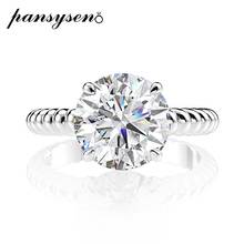 Pansysen anel de casamento feminino de luxo, anel simulado de moissanite citrin para noivado feminino, prata esterlina 925, joia 2024 - compre barato