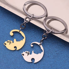 1 PC Couples Jewelry Keychains Black White Couple Keychains 2 Cute Cats Hug Pendant KeyChain Women Men Christmas Halloween Gift 2024 - buy cheap