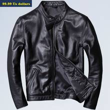 Free shipping.Men slim genuine leather jacket,fashion Brand plus size mens cowhide coat,handsome casual style jackets,sales 2024 - buy cheap