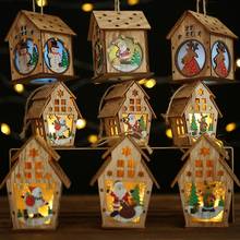 Christmas Hanging Ornament Wooden Crafts Cute Wooden House LED Light Up Christmas Tree Ornament Home DIY Accessories 2024 - buy cheap