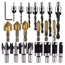 Hot SV-Woodworking Drilling Or Chamfer Tool,8Pc wood Plug Cutter,6Pcs 1/4 Inch Hex Shank 5 Flute 90 Degree Countersink Drill Bit 2024 - buy cheap