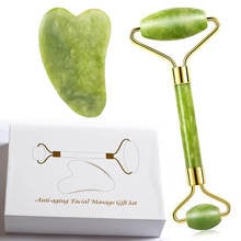 Natural Jade Roller Thin Face Massager Lifting Tools Slim Facial Gua Sha Green Stone Anti-aging Wrinkle Skin Beauty Care Set Box 2024 - buy cheap