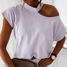 Girls Tshirt Off Shoulder Short Sleeve White Solid Black Ladies Tshirts Halter 2020 Summer Fashion Casual T Shirts Tops Women 2024 - buy cheap