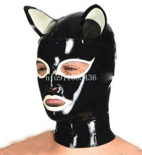 Máscara de látex unissex com capuz, de borracha, para cosplay de gato, para mulher, com zíper, enfeite de borracha personalizado 2024 - compre barato