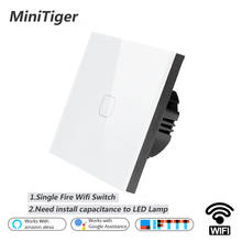 Minitiger ue/reino unido wi fi inteligente 1 gang interruptor de toque app remoto sem fio luz parede toque interruptor trabalho com alexa/google casa Minitiger ue/reino unido wi fi inteligente 1 gang interruptor de toque app remoto sem fio luz parede toque interruptor trabalho com alexa/google casa