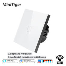 Minitiger ue/reino unido wi fi inteligente 1 gang interruptor de toque app remoto sem fio luz parede toque interruptor trabalho com alexa/google casa 2024 - compre barato