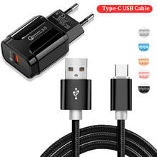 EU Plug QC 3.0 Fast Charger Adapter USB Type-C Cable For Xiaomi Mi 8 9 10 Lite A3 Redmi Google Pixel 2 3 3a 4 XL Travel Charger 2024 - buy cheap