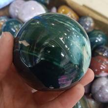Dhxyzb esfera de jaspe oceano, esfera da natureza com cristal de quartzo, ônix e bola de cura, reiki, presente, decoração de casa com base de madeira 50-75mm 2024 - compre barato