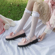 Симпатичная обувь с принцессой Лолиты в японском стиле; маленькие туфли с бантиком и кружевом; милые женские туфли принцессы с бантиком в винтажном стиле; cos 2024 - купить недорого