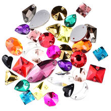 30pcs Mix Colors Glass Crystal Sew On Rhinestone Flatback Glass Stone Sewing Rhinestone Mix Shapes For DIY Decorations B3924 2024 - buy cheap