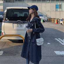 Casacos compridos com capuz femininos, casaco corta-vento de médio comprimento solto coreano m780, primavera, outono 2020 2024 - compre barato