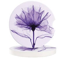 Purple Flower Transparent Abstract Car Drink Coaster Table Placemats Creative Coffee Mug Cup Ceramics Coasters Pads Table Mats 2024 - buy cheap