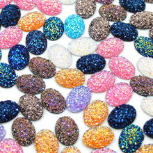 20 piezas 0,5x0,7 "Puntos de resina ovalada Diamante de imitación superficie Mineral gemas traseras planas Glitter AB colores PIEDRA DE cabujón accesorios de joyería 2024 - compra barato
