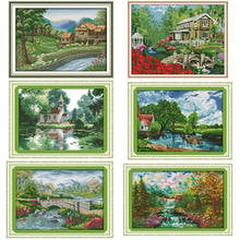 The lakeside houses Series Scenery Pattern Cross Stitch Kit 14CT 11CT Embroidery Set DIY Needlework Kit Home Decoration Painting 2024 - buy cheap