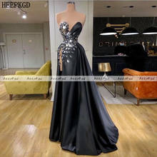 Sexy Black Long Prom Dresses With Big Crystal High Slit Sweetheart Shiny Satin Plus Size Formal Occasion Dress Customize 2024 - buy cheap