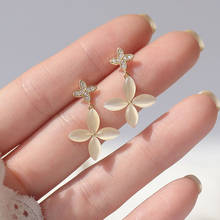 Romantic 14K Gold Plated  Opal Flower Stud Earrings Japanese&Korea Delicate Jewelry Zircon Delicate Earrings 2024 - buy cheap