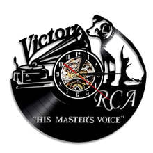 RCA Dog His Master's Voice Dog Vinyl Record Wall Clock Modern Design Decor Wall Watch Wall clock, Wall clocks, living room, antique style, single face 2024 - buy cheap