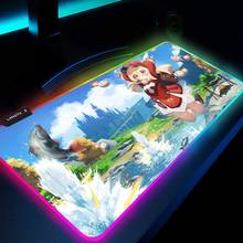 Genshin-alfombrilla de ratón de Anime de impacto, decoración bonita para Gaming, teclado de mesa, alfombrilla de ratón Rgb LED retroiluminada, alfombrillas extendidas 2024 - compra barato