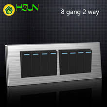 8 gang 2 way interruptor de luz de luxo ligar/desligar parede interruptor painel de aço inoxidável 197*72mm 2024 - compre barato